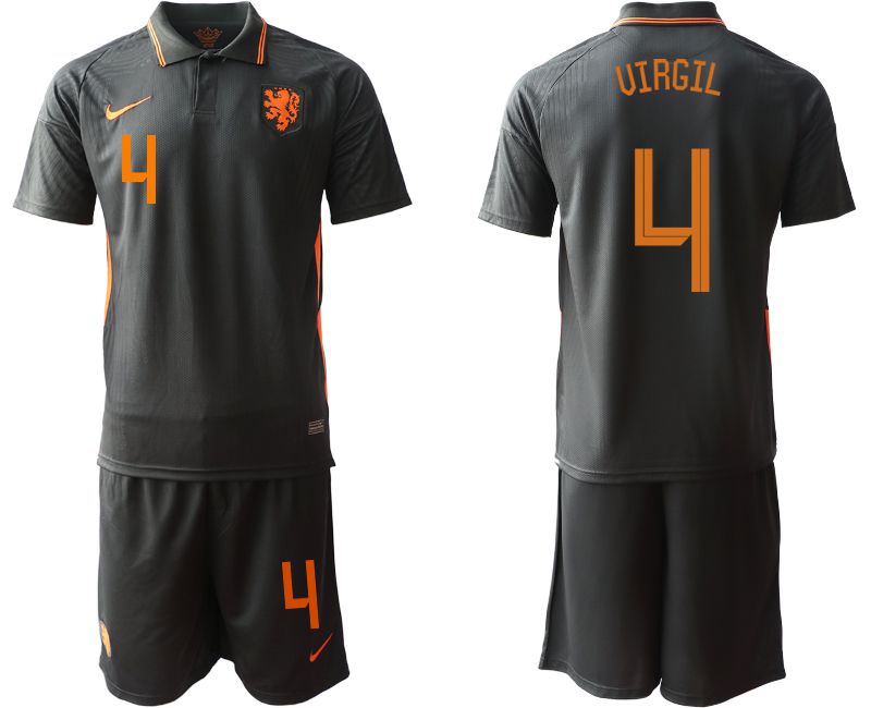 Men 2020-2021 European Cup Netherlands away black #4 Nike Soccer Jersey